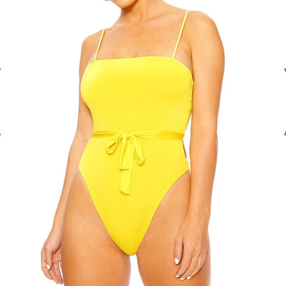 Naked wardrobe yellow one piece strappy swim wear - Picture 4 of 8